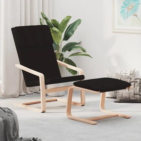 Cadeira de descanso com banco p/ pés tecido preto