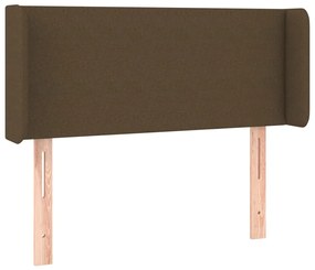 Cabeceira de cama c/ luzes LED tecido 93x16x78/88 cm castanho