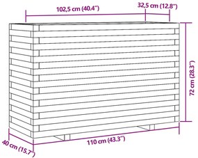 Vaso/floreira de jardim 110x40x72 cm pinho maciço branco