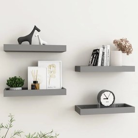 vidaXL Prateleiras de parede Loggia 4 pcs 40x15x4 cm MDF cinzento