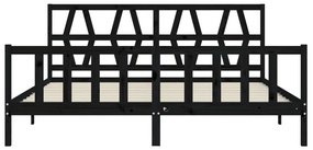 Estrutura de cama com cabeceira 200x200 cm madeira maciça preto