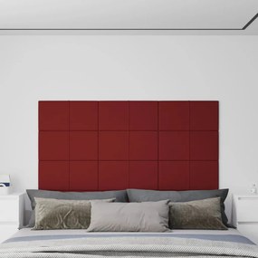 vidaXL Painel parede 12 pcs 60x30 cm tecido 2,16 m² cor vermelho tinto