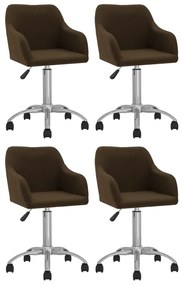 vidaXL Cadeiras de jantar giratórias 4 pcs tecido castanho-escuro