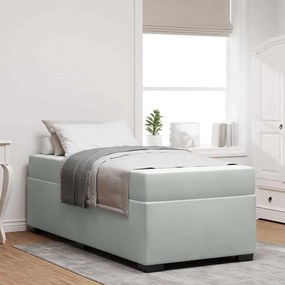vidaXL Estrutura de cama com colchão Cinzento-claro 90 x 190 cm Veludo