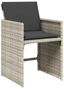 Conjunto de Jantar de Jardim com Almofadas Cinza Claro de Vime PE