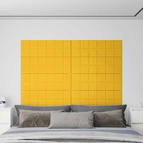 vidaXL Painel de parede 12 pcs 90x30 cm veludo 3,24 m² amarelo