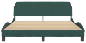 Estrutura de cama sem colchão 160x200 cm veludo verde-escuro