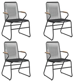 Conjunto de jantar para jardim 5 pcs vime PVC preto