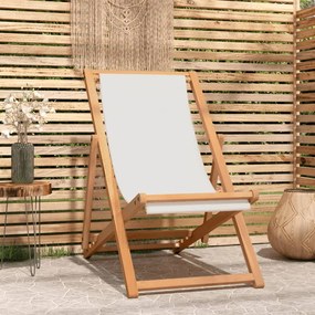 43802 vidaXL Cadeira de pátio em teca 56x105x96 cm creme
