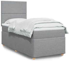 Cama com molas/colchão 100x200 cm tecido cinzento-claro