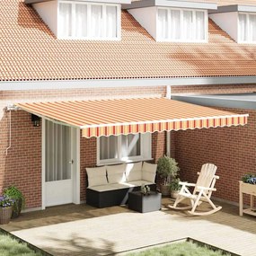 vidaXL Toldo Retrátil Amarelo e Laranja 450 × 350 cm Tecido e Aço