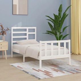 Cama sem colchão 100x200 cm madeira de pinho maciça branco