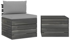 vidaXL 2 pcs conjunto lounge de paletes com almofadões pinho maciço