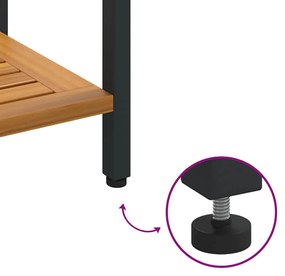 Mesa Outdoor Natural e Preto 35x80x75 cm em madeira sólida e aço