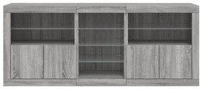 Aparador com luzes LED 181,5x37x67 cm cinzento sonoma