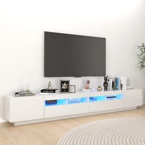 3081921 vidaXL Móvel de TV com luzes LED 260x35x40 cm branco brilhante