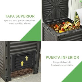 Outsunny Compostor Capacidade de 300L Compostor Orgânico para a Produç