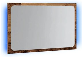 Espelho de casa de banho c/ luz LED 60x8,5x38 cm madeira velha