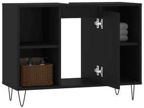 Armário de casa de banho 80x33x60 cm derivados de madeira preto