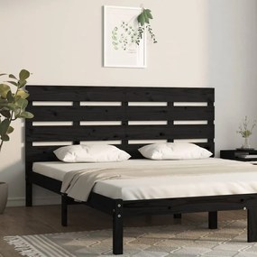821376 vidaXL Cabeceira de cama 135x3x80 cm pinho maciço preto