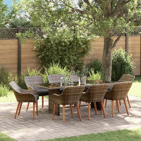 vidaXL Conjunto de Jantar de Jardim 9 Peças Cinza de Vime