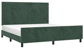 Estrutura de cama c/ cabeceira 180x200 cm veludo verde-escuro