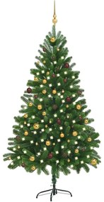 vidaXL Árvore Natal artificial pré-iluminada c/ bolas 210 cm verde