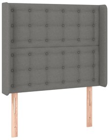 Cabeceira cama c/ luzes LED tecido 83x16x118/128cm cinza-escuro