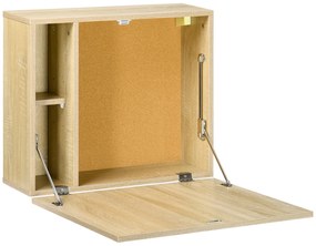 HOMCOM Secretária de Parede Moderna Dobrável Multifuncional com Prateleiras de Armazenamento Carga 40 kg 60x20x50 cm Madeira