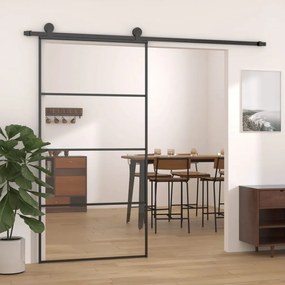 Porta de correr 102,5x205 cm alumÃnio e vidro ESG preto