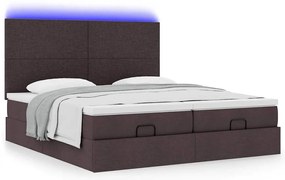 Estrutura de cama otomana com colchões tecido castanho escuro