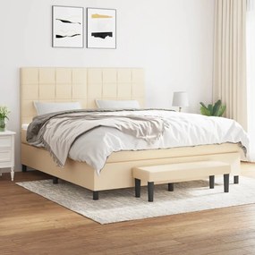 vidaXL Cama com molas/colchão 160x200 cm tecido cor creme