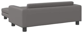 Cama para cães com extensão 100x50x30 cm couro artificial cinza