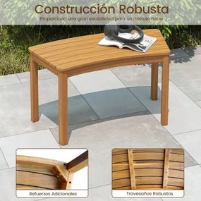 Conjunto de 2 bancos jardim curvos de madeira de acácia para exterior, sem encosto, com capacidade para 180 kg e 2 lugares, para pátio, jardim, alpend