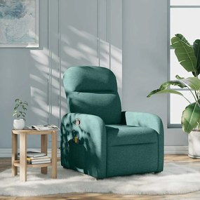 vidaXL Poltrona de massagens reclinável tecido verde-escuro
