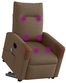 Poltrona elétrica elevatória massagens tecido castanho