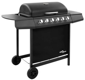 vidaXL Grelhador/barbecue a gás 6 discos preto