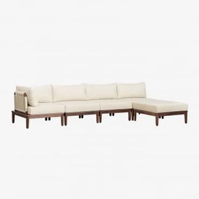 Sofá De Canto De Jardim Modular Giulia De 4 Peças E Pufe Em Acácia Crema - Sklum