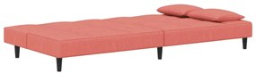 Sofá-cama 2 lugares com duas almofadas veludo rosa