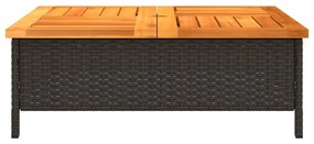 Mesa de jardim 70x70x25 cm vime e madeira de acácia preto