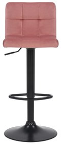Conjunto de 4 bancos de bar em veludo com estrutura preta 85-106 x 40 x 50 cm rosa