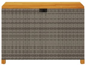 Caixa arrumação jardim 110x55x63 cm vime PE/acácia maciça cinza