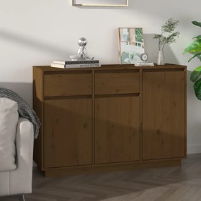 814332 vidaXL Aparador 110x34x75 cm madeira de pinho maciça castanho mel