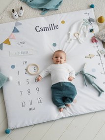 Agora -30%: Tapete cenário de fotografias personalizável, para bebé branco claro liso com motivo