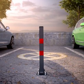 Barreira para estacionamento com chave incluída 5 x 5 x 65 cm Antracite + Vermelho