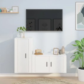 vidaXL 2 pcs conjunto móveis de TV derivados de madeira branco