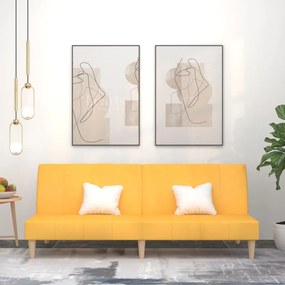 vidaXL Sofá-cama de 2 lugares tecido amarelo