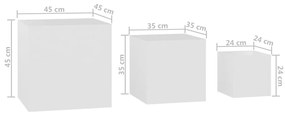 Mesas de apoio 3 pcs derivados de madeira branco