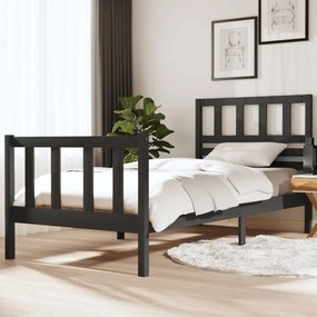 vidaXL Estrutura de cama solteiro 90x190 cm madeira maciça cinzento