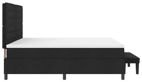Cama com Box Spring com Colchão &amp; Banco Preto 200x200 cm Tecido